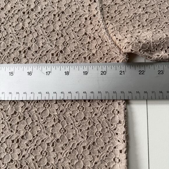 Vintage Pierre Cardin Eyelet Lace Top Parisian Casual Taupe Cotton Nylon Women M - Picture 7 of 10